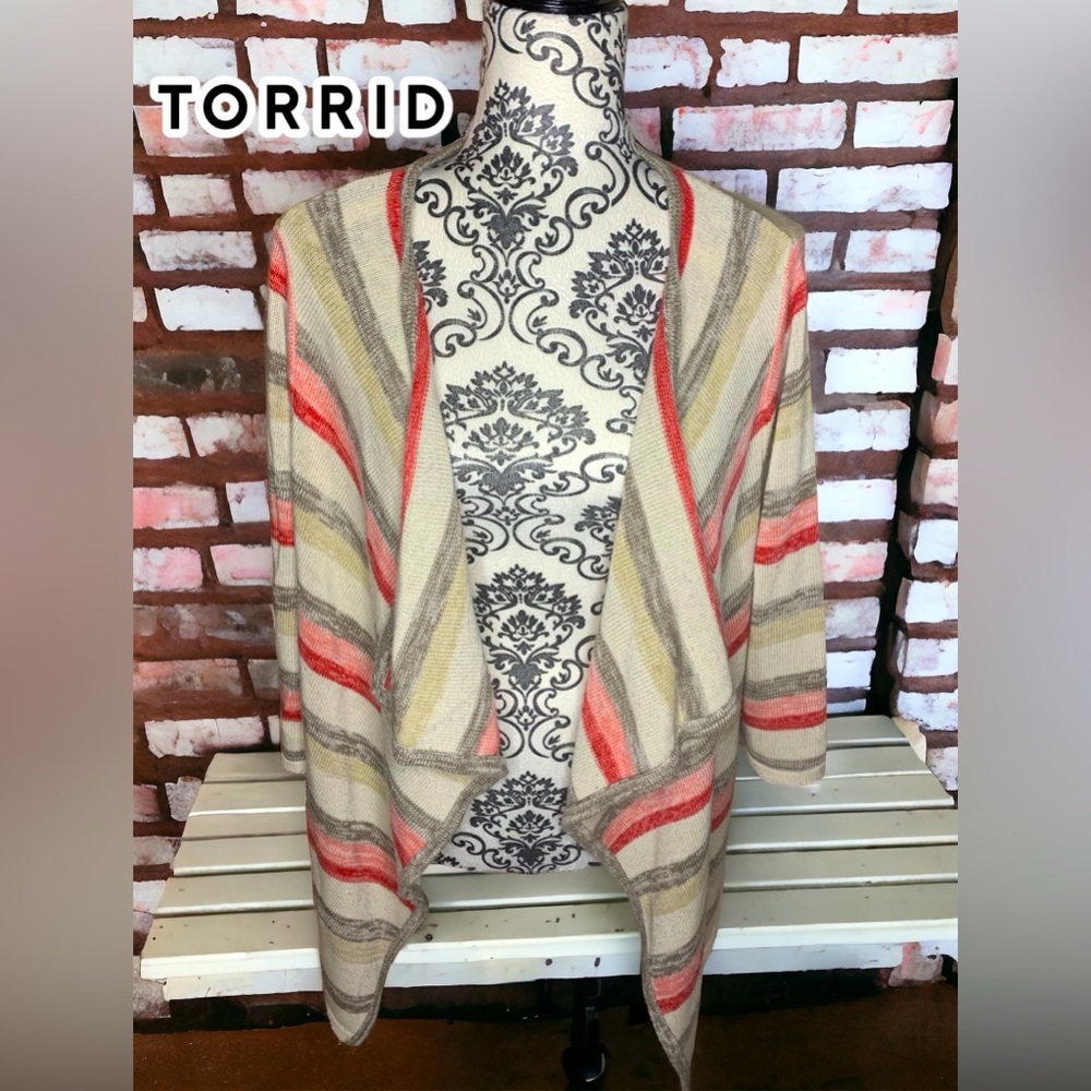 TORRID Stripped Open Front Sweater- 1 (16/18)